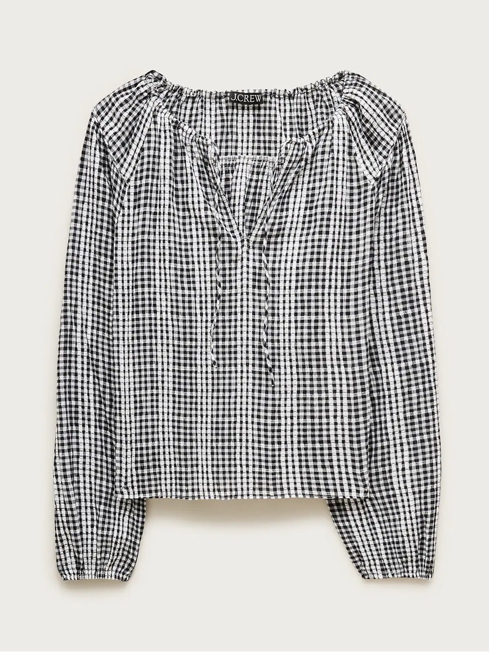 J. Crew Black and White Gingham Peasant Blouse - Picture 4 of 4